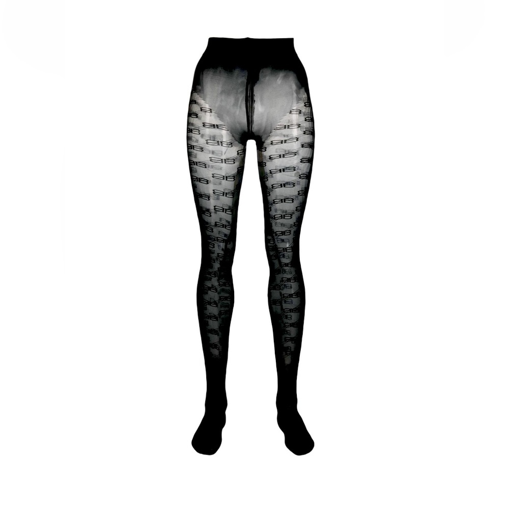 Balenciaga black logo tights